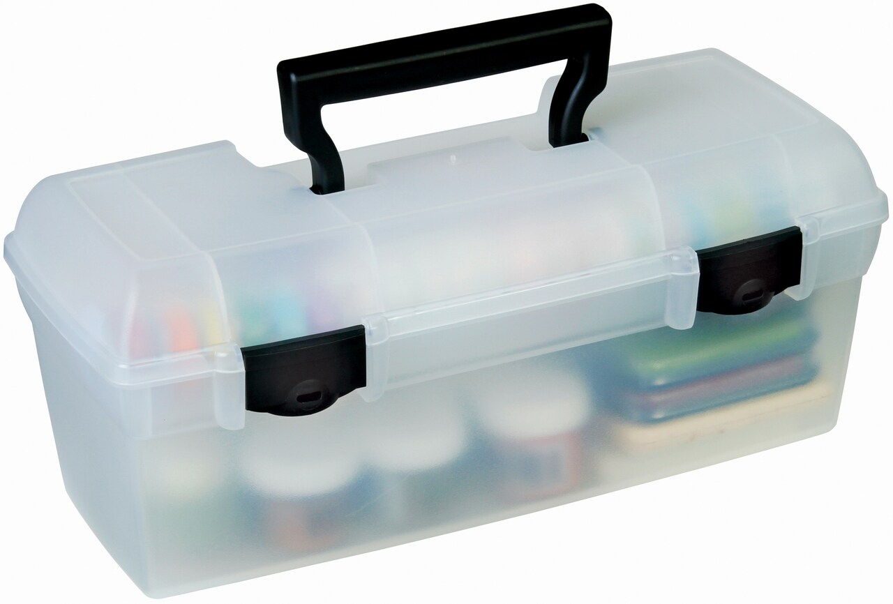 ArtBin Essentials Lift-Out Box W/Handle-13X6X5.625 Translucent W/Black